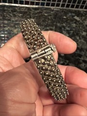 Sterling Silver Vntg Victorian Style Elegant Edgy Clamp Bracelet Unique Sz 7 EUC