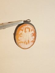 Vintage antique carved shell cameo pin brooch pendant 800 silver Three Graces