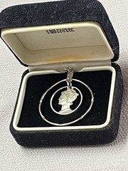 Stunning U.S. Silver Mercury Dime Art Carved Pendant w/24″ Chain