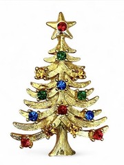 Eisenberg Ice Vintage Christmas Tree Rhinestone Brooch Pin Colorful Holiday Luxe