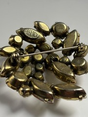 Signed Regency Rhinestone Brooch AB Amber Yellow Champagne Spray Pin