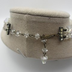 Vintage AB Rhinestone Necklace 2 Strand Choker Collar 15 Inch