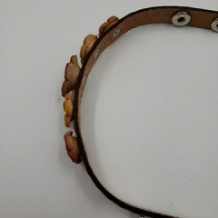Peasant Leather Flower Cuff Bracelet Adjustable Handmade Boho Country Cottage