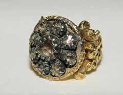 Antique Georgian 1.20CT (Est.) Rose Cut Diamond Filigree Ring 19K Gold S-5.5