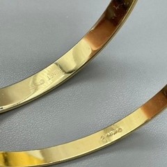 Monet Bangle Bracelet Women Gold Tone Etched Smooth Stackable Jewelry 7.25 In