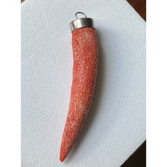 Vintage Sponge Coral Horn Necklace Pendant Red Orange
