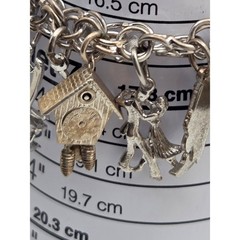 Heavy Vintage Jem Ster Sterling Charm Bracelet – 14 Sterling Charms 8″