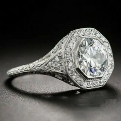 Art Deco Antique 3.20 Ct Diamond Vintage Engagement Ring 925 Sterling Silver