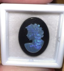Vintage/Antique 20×15 Natural Solid Hand carved Australian Opal Cameo on Onyx