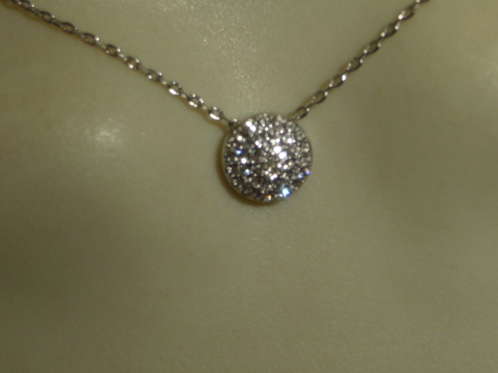TCS DELICATE TINY CLEAR CRYSTAL PENDANT SWAROVSKI on CHAIN NECKLACE #7/21A