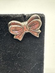 Vintage 925 Sterling Silver Bow Stud Earrings Pierced Ribbon Knot 4.3g