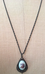 Vintage Soviet Era Hand Made Enamel Rostov Finift Filigree Chain/Pendant