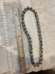 Vintage Cloisonné Enamel Beaded Necklace White Floral Hand Knotted