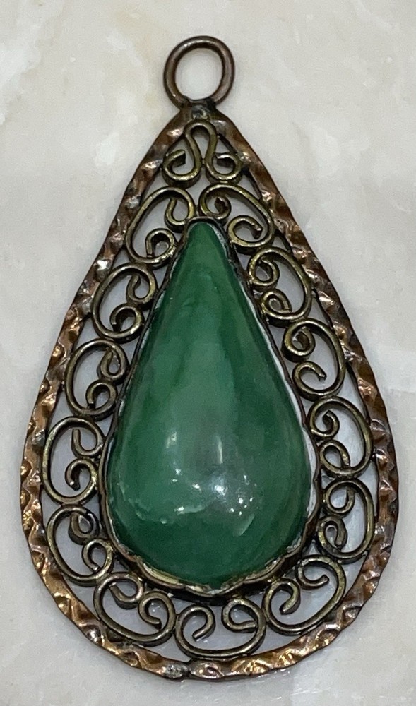 Filigree Malachite Pendant Made In Mexico