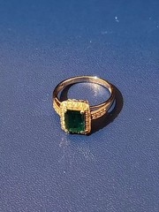 4.24Ct Art Deco Style Lab Created Emerald Anniversary Wedding 14K Gold FN Ring