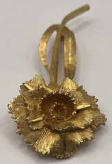 Vintage Signed RSK Gold Tone Carnation Rose Long Stem 3 7/8″ Brooch