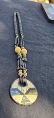 Horn Bone Shell Mother of Pearl Jet Abalone African Tribal Style 24″ L Necklace