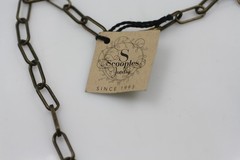 Scooples bronze tone chain links necklace fairy glass/ stone wings charms Love