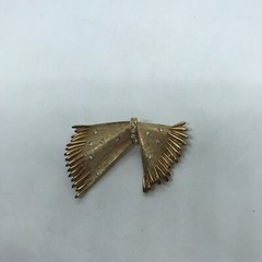 Vintage Estate Bow Pin Brooch Rhinestone Textured Gold Tone decco inspired