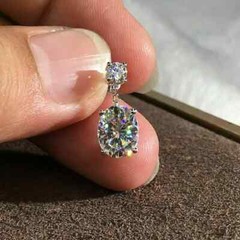 VVS1 14K White Gold FN 2.00Ct Oval Cut Lab Created Diamond Drop/Dangle Earrings