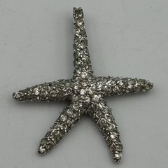 Sterling Silver 925 Clear CZ Stones Starfish Shaped 35.54mm Pendant 4.7g