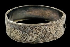 Antique English Victorian Sterling Silver Buckle Bangle Bracelet RWH 925/1000