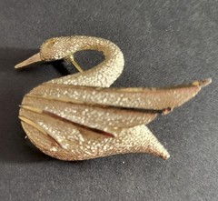 Vintage Gold Tone Swan Brooch Marked B.S.K. Co. 1950’s – 1970’s