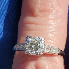 Original EARTH MINED DIAMOND Deco Engagement RING Vintage PLATINUM Solitaire 1 C