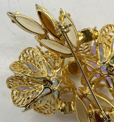 Juliana Delizza Elster Gold Tone Topaz Margarita Navette Brooch Earring Set