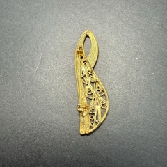 Vintage REVLON BROOCH 2″ Gold Tone & Silver Pin