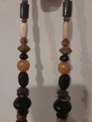 Vintage Teresa Goodall necklace signed ~multiple beads one carved bead Artisan