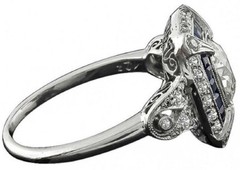 Vintage Style 2.90 Ct Lab-Created Diamond & Sapphire Engagement Ring 925 Silver