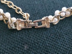 Vintage Richelieu Signed Faux Pearls Gold Choker Necklace 16-18″ ~ S7