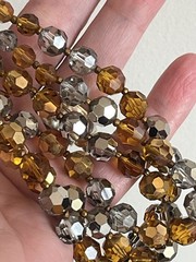 Vintage Crystal Necklace Layered Triple Multi Strand Smoky Gray Gold AB Marvella