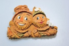 Brooch fall autumn halloween hand made carved love scarecrow unique large ZD7