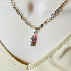 High IntenCity Charm it Necklace Seahorse pink Pastels Silver Tone Y2K 18″