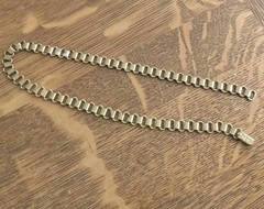 Antique Brass Bookchain Necklace 16 Inches Wide Flower Embossed Clasp