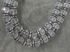 Sparkling Vintage 30 1/2″ Long Crystal Necklace w/ Channel Set Rhinestone Beads