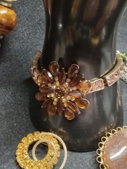 Vintage To Modern Costume Jewlery Lot Earth Tones Necklaces And Bracelets