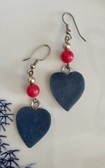 Polymer Clay Heart Dangle Earrings 90s Vintage Multicolor Love Retro Beaded