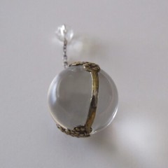 Antique Victorian Gilt Pools of Light Large 24mm Rock Quartz Orb
