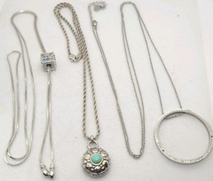 Set Of 3 Silver Tone Necklace Pedant Chain Charm.