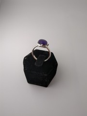Lot of 2 Rings Size 8.25 Silver Tone Band Pink And Purple Stones
