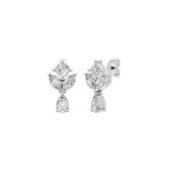 1.35 CTW Princess, Marquise & Pear Lab Grown Diamond Drop Earring Prong Setting