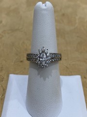 Designer Signed JH Sterling Silver 925 Clear Stones Ring Size 6.75