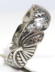 Antique Art Deco Diamond Wedding Eternity Band 14KW Ring Size 4 UK-H 5.24MM Wide