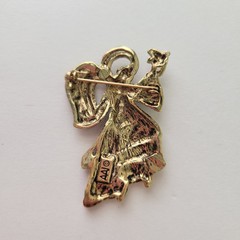 Vintage Signed AAI Angel Brooch Pin Enamel Rhinestone Dove 1 3/4″