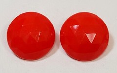 Vintage Orange Faceted Plastic Button Hong Kong Clip Earrings
