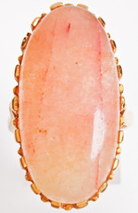 Antique 13/14K Gold Huge Strawberry Quartz Ring 21x11mm Oval Size 6.75 5.8 Grams