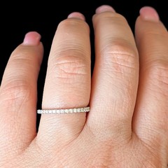 Estate Natural Diamonds 14k White Gold Band Ring 50%Eternity Wedding Anniversary